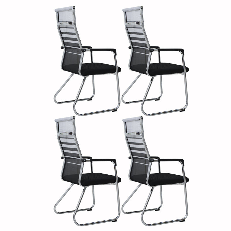 Contemporary Fixed Arms Desk Chair Ergonomic Mid-Back Desk Chair