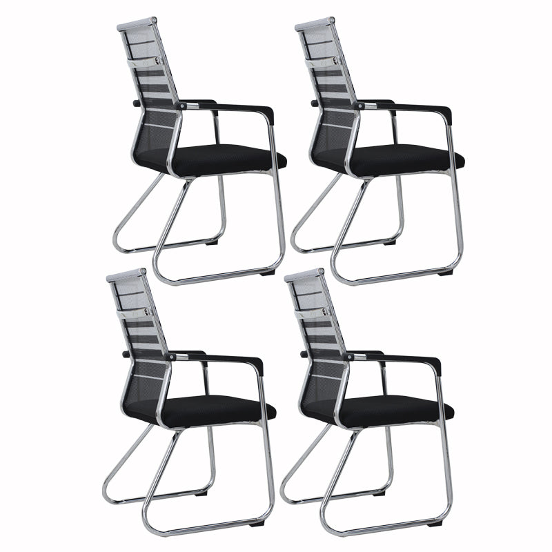 Contemporary Fixed Arms Desk Chair Ergonomic Mid-Back Desk Chair