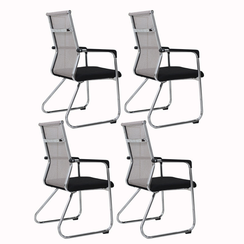 Contemporary Fixed Arms Desk Chair Ergonomic Mid-Back Desk Chair