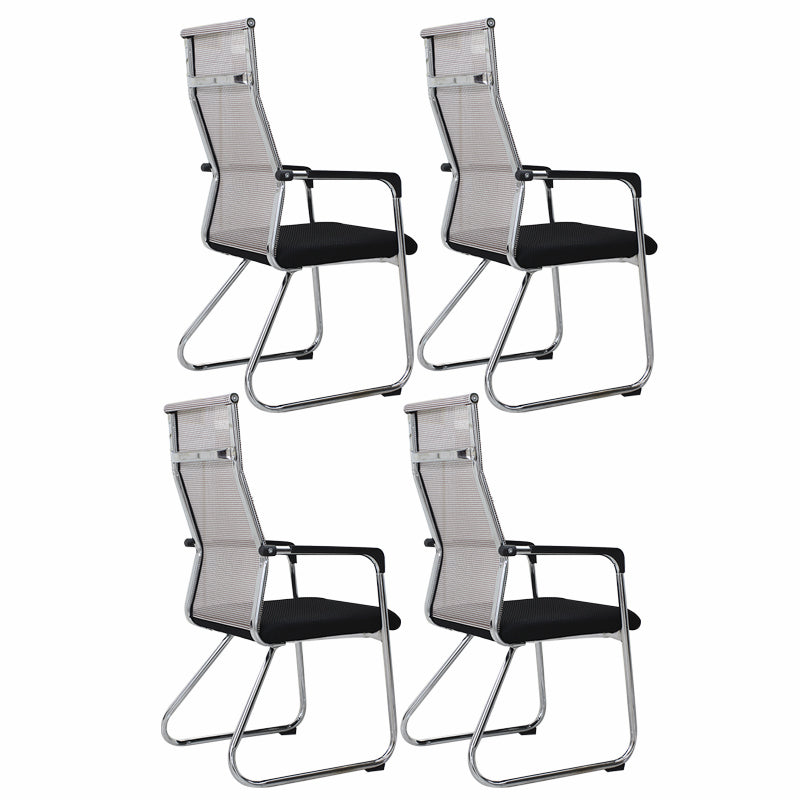 Contemporary Fixed Arms Desk Chair Ergonomic Mid-Back Desk Chair