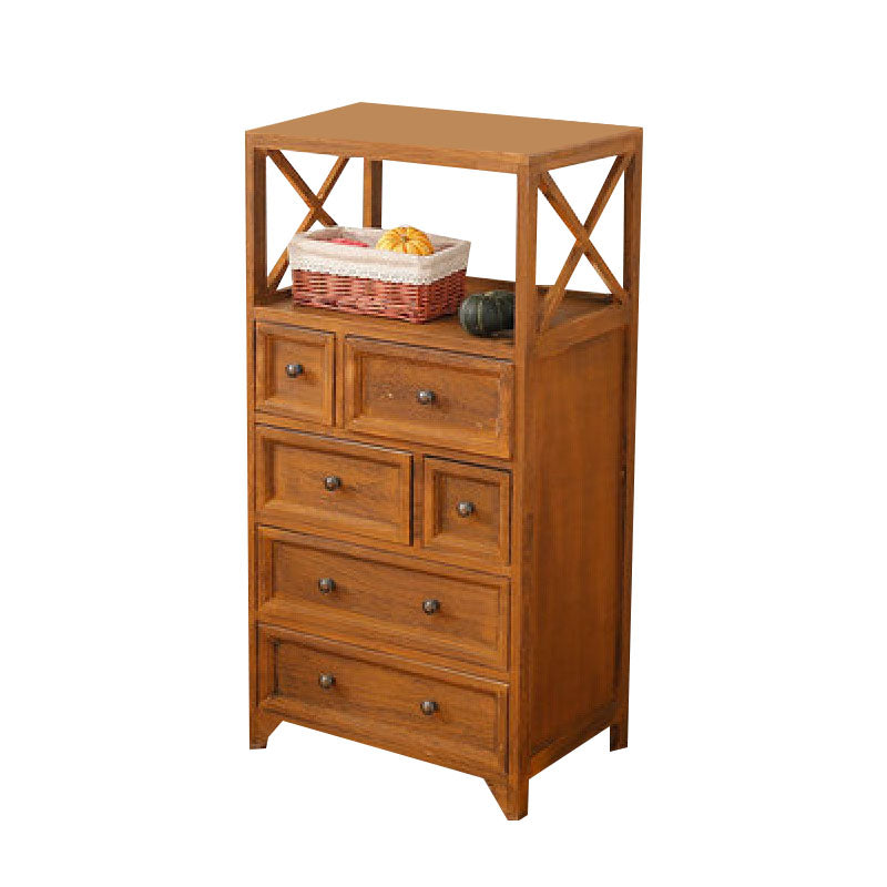 Retro Style Storage Chest Vertical Solid Wood Storage Chest Dresser for Bedroom