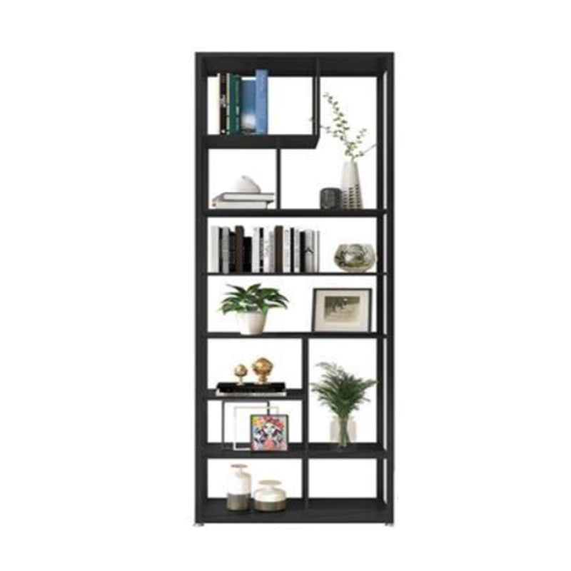 Open Back Bookshelf Scandinavian Home Office Bookcase with Metal Shelves