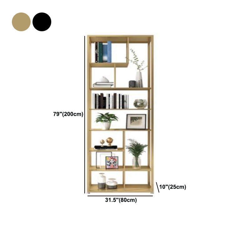 Open Back Bookshelf Scandinavian Home Office Bookcase with Metal Shelves