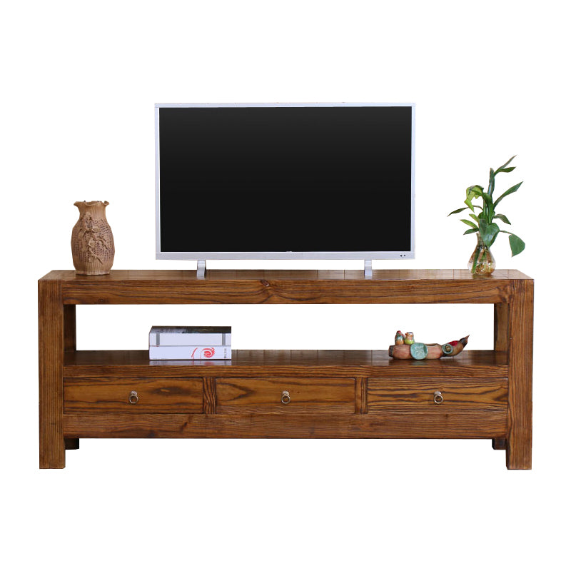 Contemporary Style TV Stand Elm Wood TV Cabinet with Drawers