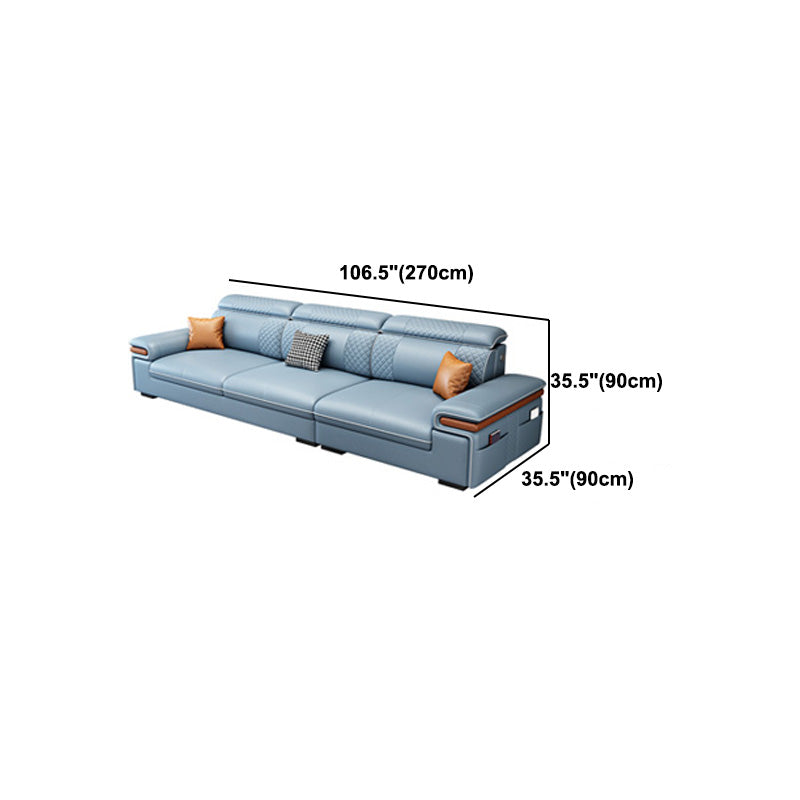 Modern Faux Leather Sofa with Pillow Top Arm for Living Room