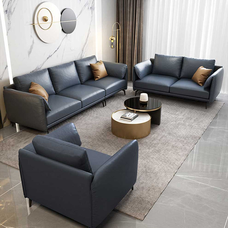 Leather Padded down Seat with Pillow Back Sectional Grey/black/brown/blue Sofa