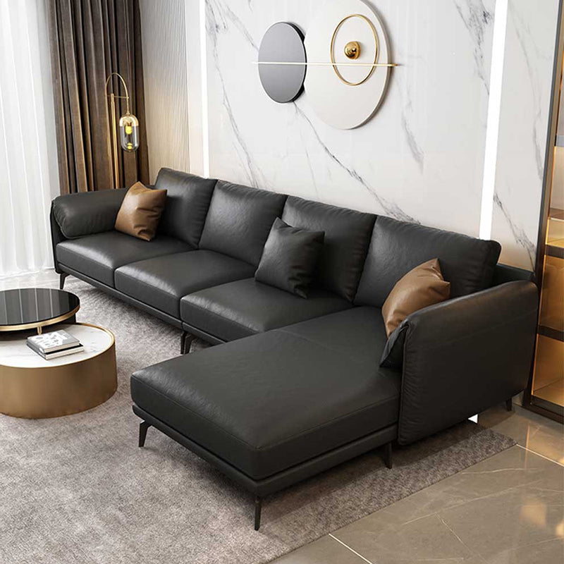 Leather Padded down Seat with Pillow Back Sectional Grey/black/brown/blue Sofa