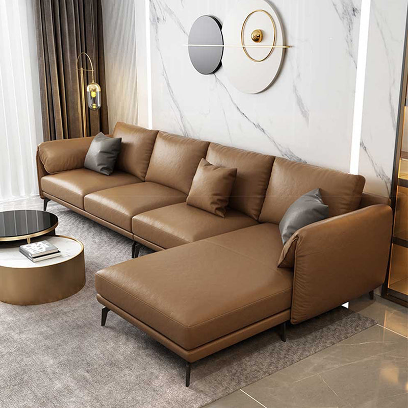 Leather Padded down Seat with Pillow Back Sectional Grey/black/brown/blue Sofa