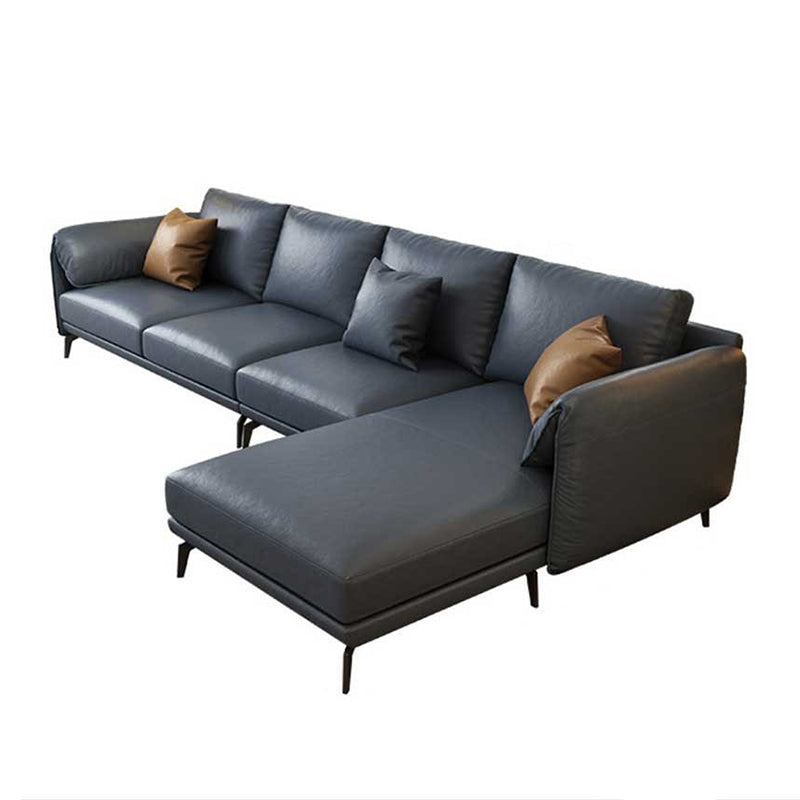 Leather Padded down Seat with Pillow Back Sectional Grey/black/brown/blue Sofa