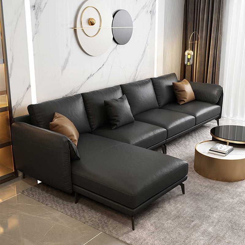 Leather Padded down Seat with Pillow Back Sectional Grey/black/brown/blue Sofa