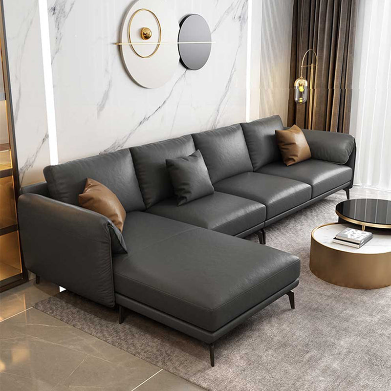 Leather Padded down Seat with Pillow Back Sectional Grey/black/brown/blue Sofa
