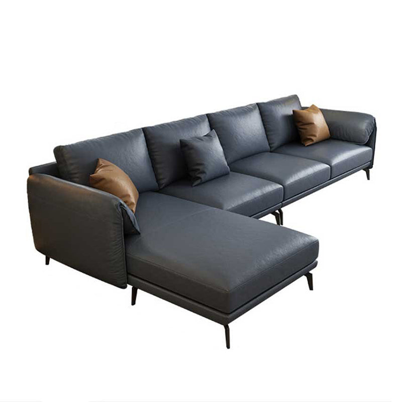 Leather Padded down Seat with Pillow Back Sectional Grey/black/brown/blue Sofa