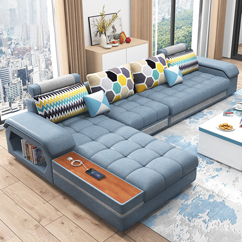 Blue Sofa/sectional with Storage for Living Room 33.46" High