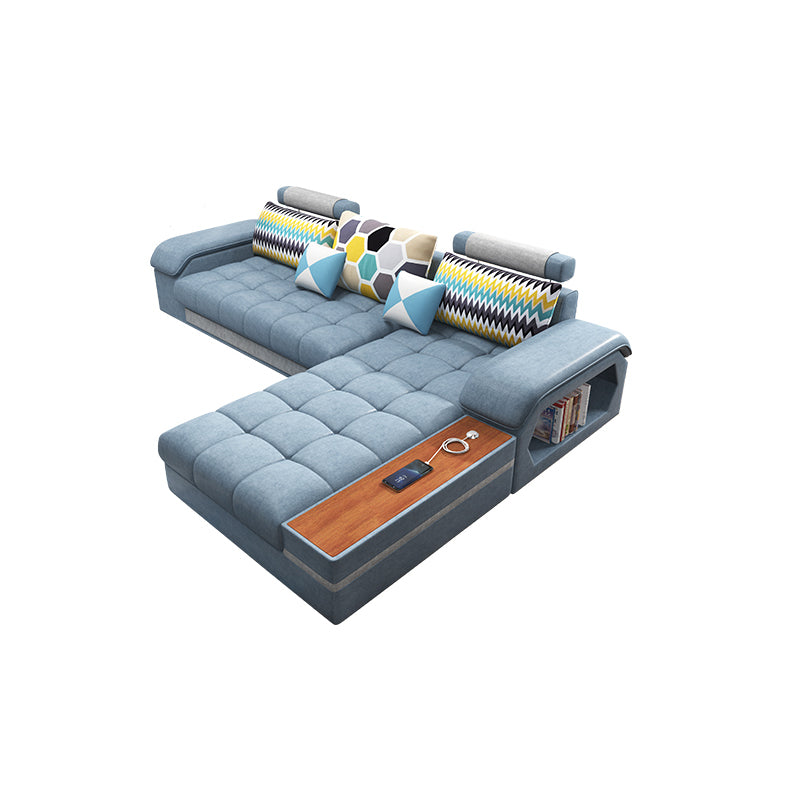 Blue Sofa/sectional with Storage for Living Room 33.46" High