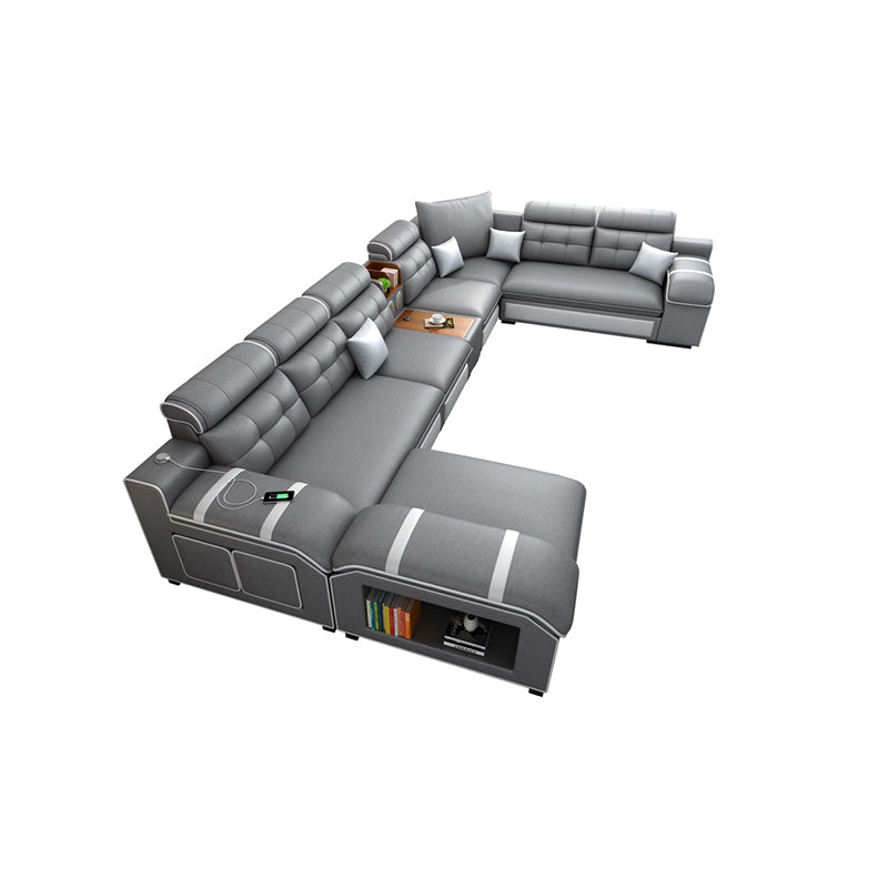 Contemporary Grey Sofa/sectional with Storage and USB for Living Room
