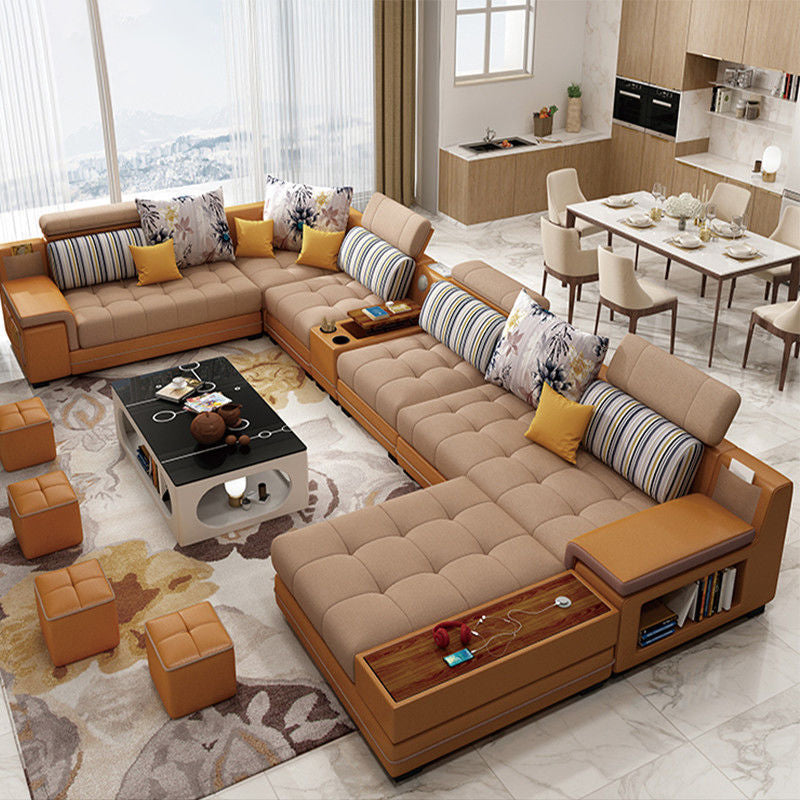 6-Seater Modular Sectional for Living Room 98.43" Wide 161.41" Long