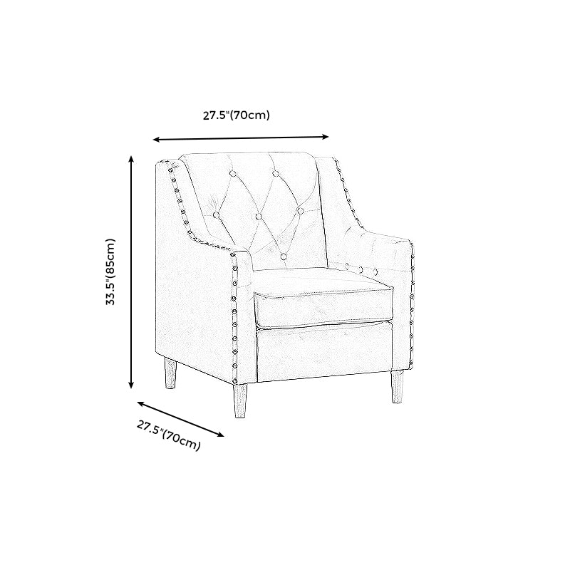 Arm Chair 27.55" L x 27.55" W x 33.46" H Sloped Arms Accent Armchair with Nailhead Trim
