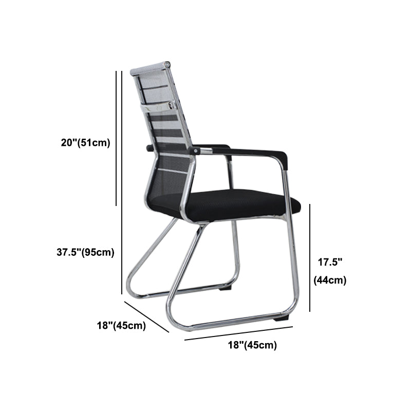 Contemporary Fixed Arms Desk Chair Ergonomic Mid-Back Desk Chair