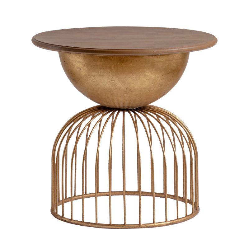Rustic Iron Pedestal Round Wood Top Coffee Table - Distressed Surface Treatment