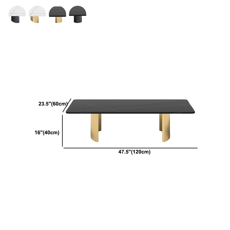 15.7"Tall Iron Sled Base Rectangular Slate Table Top Coffee Table