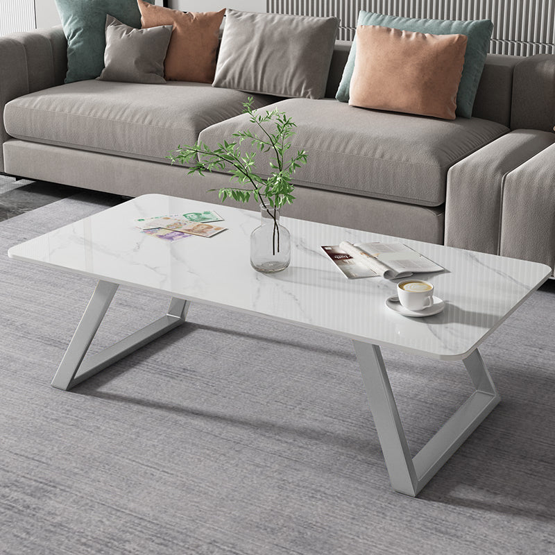 17.7"Tall Sled Metal Base Rectangular Slate Table Top Coffee Table