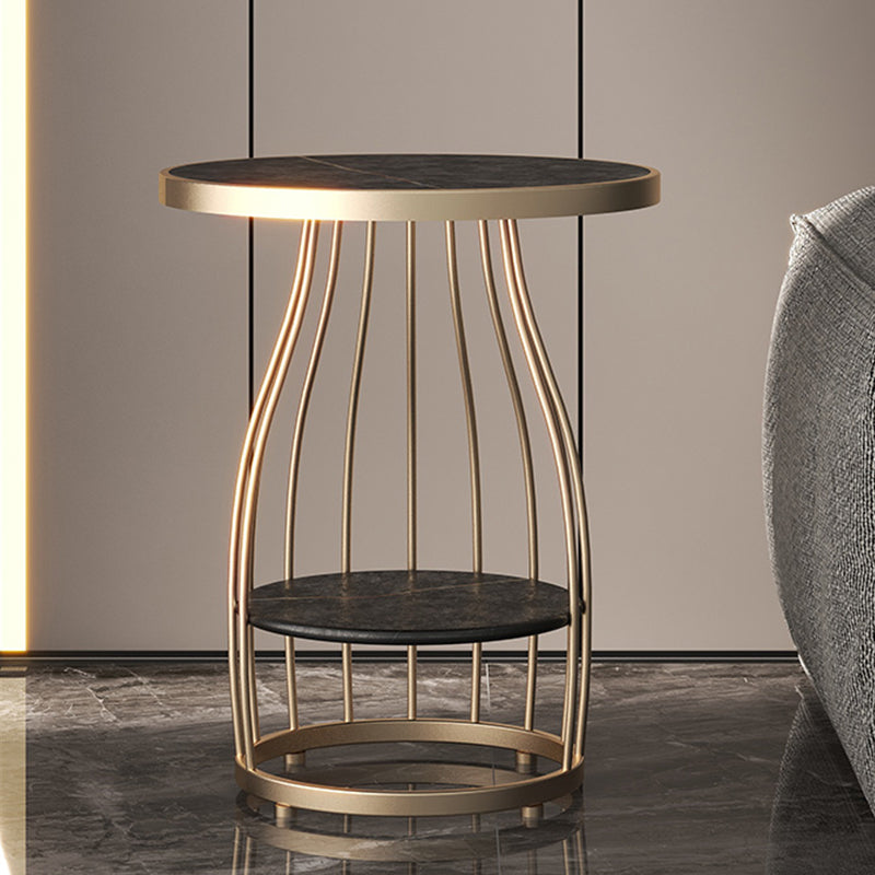 Modern Style Cocktail Table Marble Table Metal Base Round Coffee Table