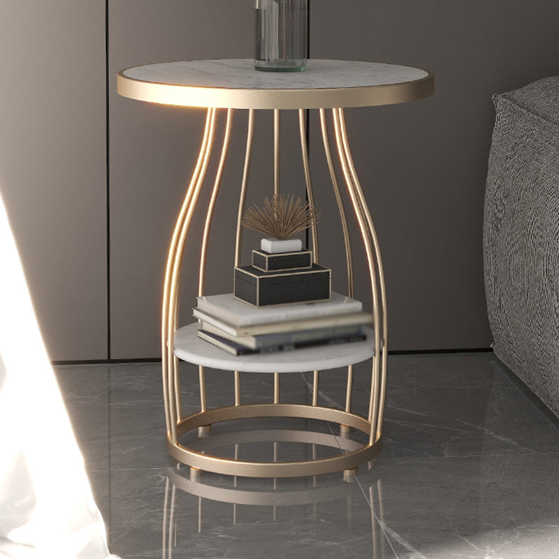 Modern Style Cocktail Table Marble Table Metal Base Round Coffee Table