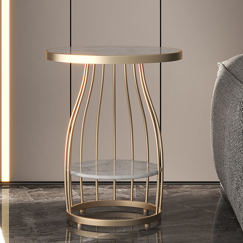Modern Style Cocktail Table Marble Table Metal Base Round Coffee Table