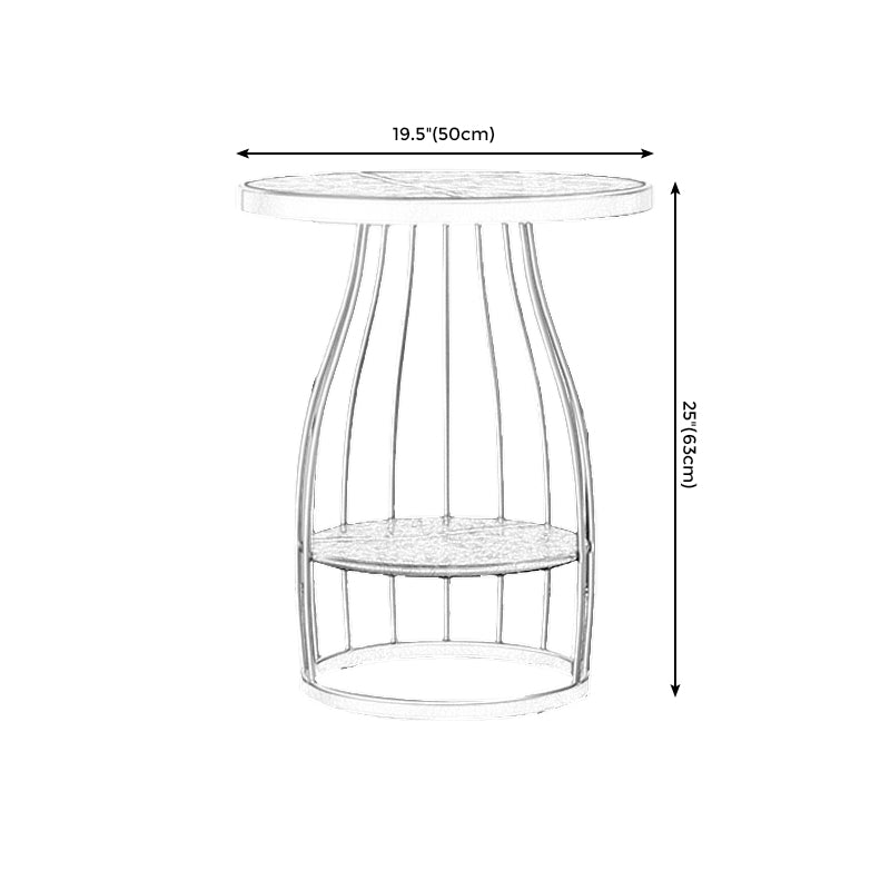Modern Style Cocktail Table Marble Table Metal Base Round Coffee Table