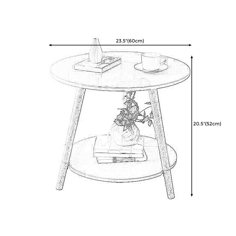 18.5/20.4/21.6" Tall Modern 3 Legs Side Table Wooden Round Top End Table with Shelf