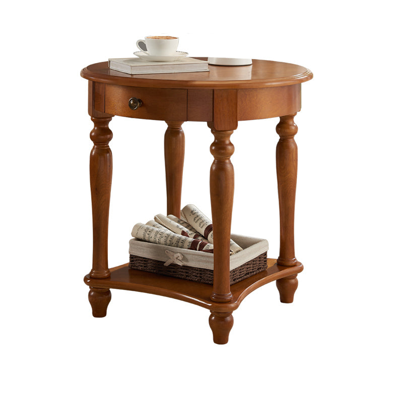 60CM Tall Wood Storage Sled End Table Double Tier Side Table for Bedroom