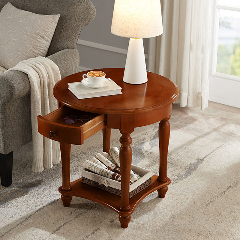 60CM Tall Wood Storage Sled End Table Double Tier Side Table for Bedroom