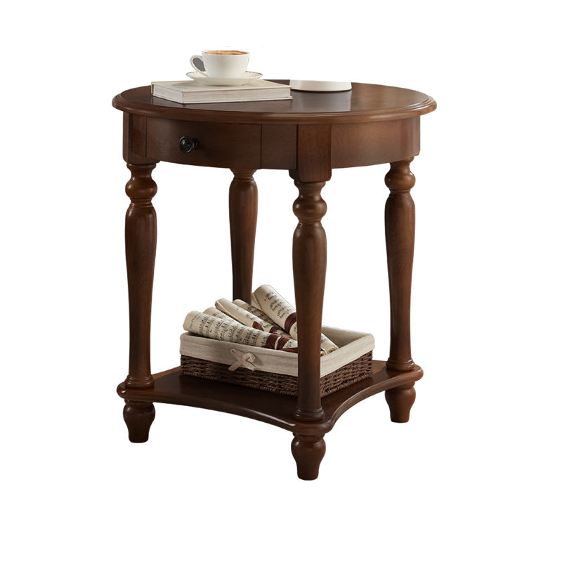 60CM Tall Wood Storage Sled End Table Double Tier Side Table for Bedroom