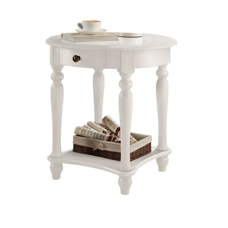 60CM Tall Wood Storage Sled End Table Double Tier Side Table for Bedroom