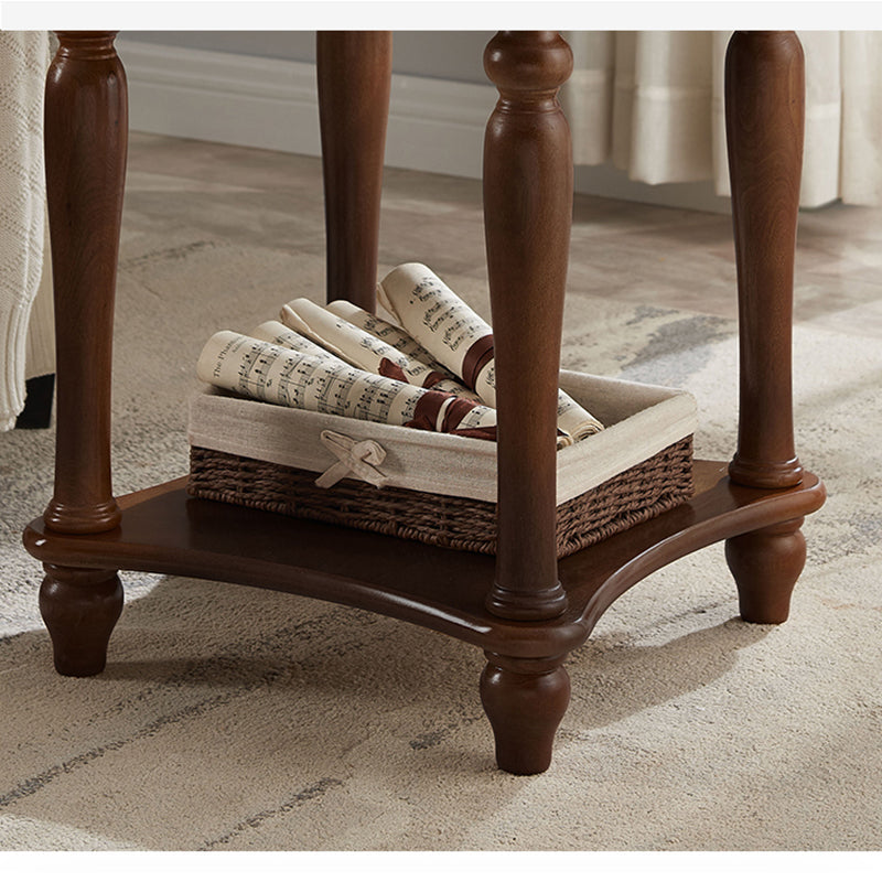 60CM Tall Wood Storage Sled End Table Double Tier Side Table for Bedroom