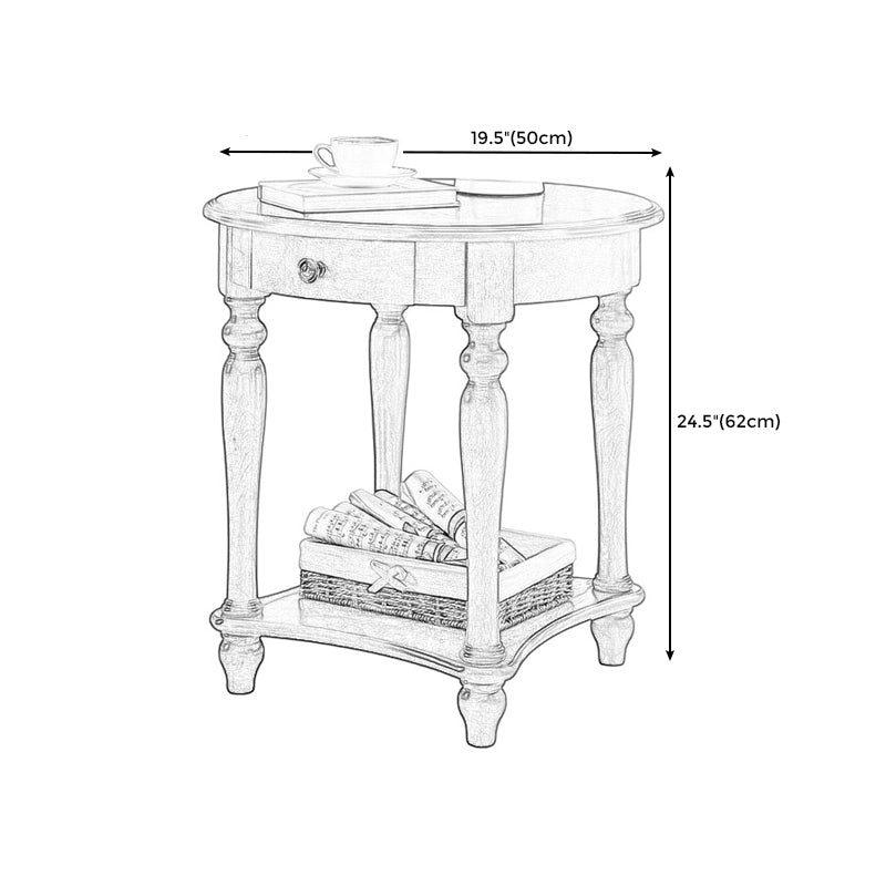 60CM Tall Wood Storage Sled End Table Double Tier Side Table for Bedroom