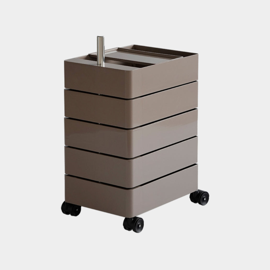 Plastic Nightstand 28" Tall Night Table with Drawers and Casters