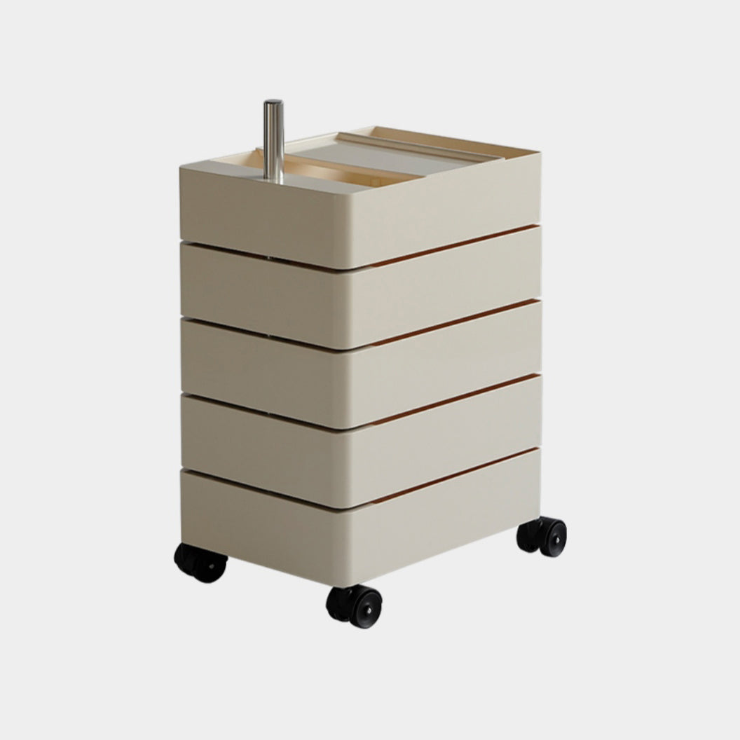 Plastic Nightstand 28" Tall Night Table with Drawers and Casters