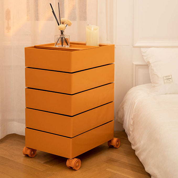Plastic Nightstand 28" Tall Night Table with Drawers and Casters