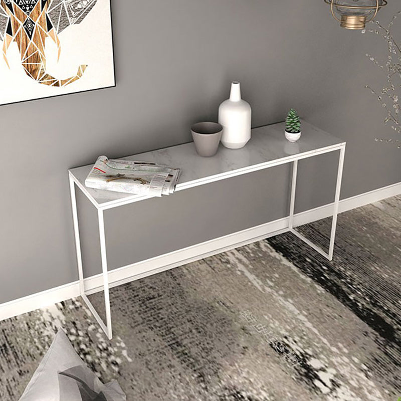 Marble Rectangle Console Table Glam Ironcraft Frame Accent Table for Hall