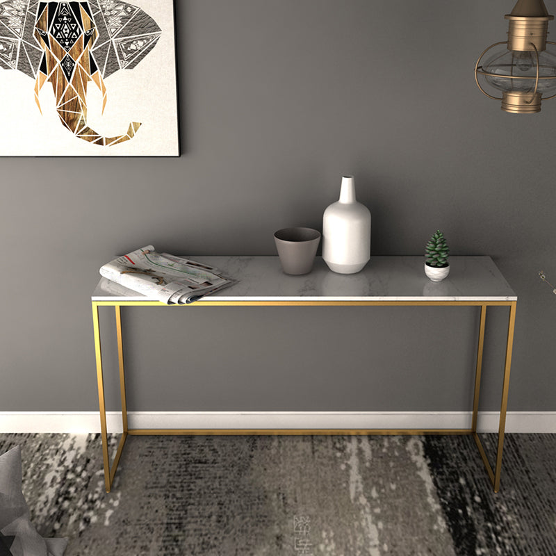 Marble Rectangle Console Table Glam Ironcraft Frame Accent Table for Hall