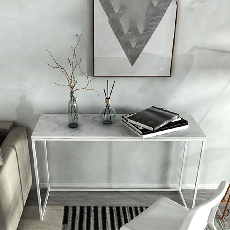Marble Rectangle Console Table Glam Ironcraft Frame Accent Table for Hall