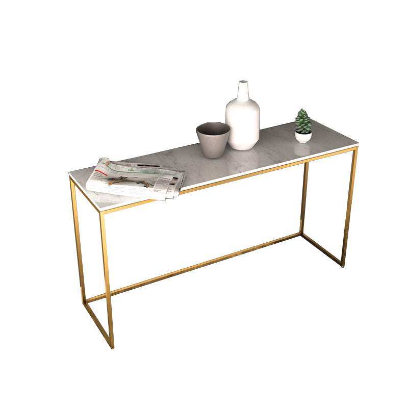 Marble Rectangle Console Table Glam Ironcraft Frame Accent Table for Hall
