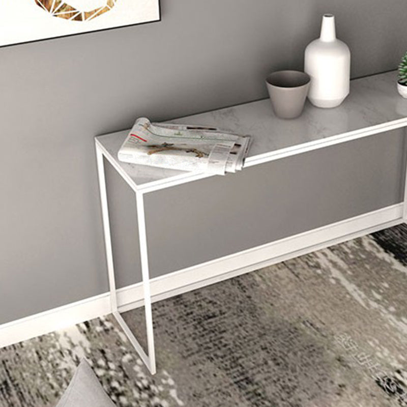 Marble Rectangle Console Table Glam Ironcraft Frame Accent Table for Hall