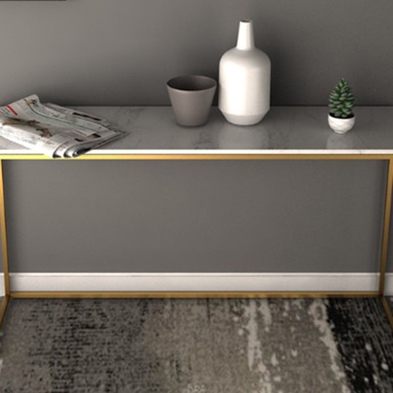 Marble Rectangle Console Table Glam Ironcraft Frame Accent Table for Hall