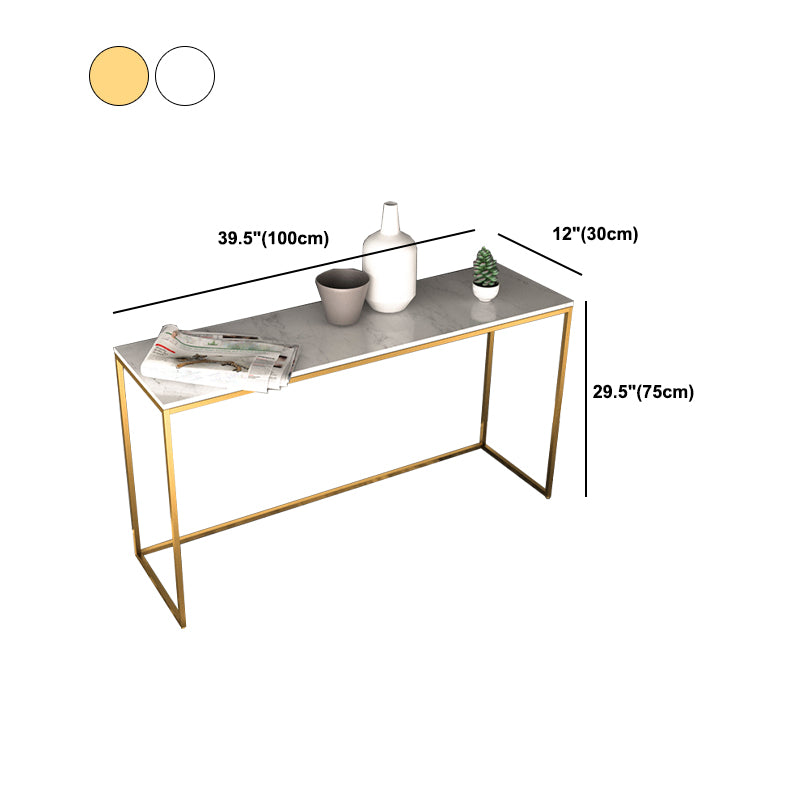 Marble Rectangle Console Table Glam Ironcraft Frame Accent Table for Hall
