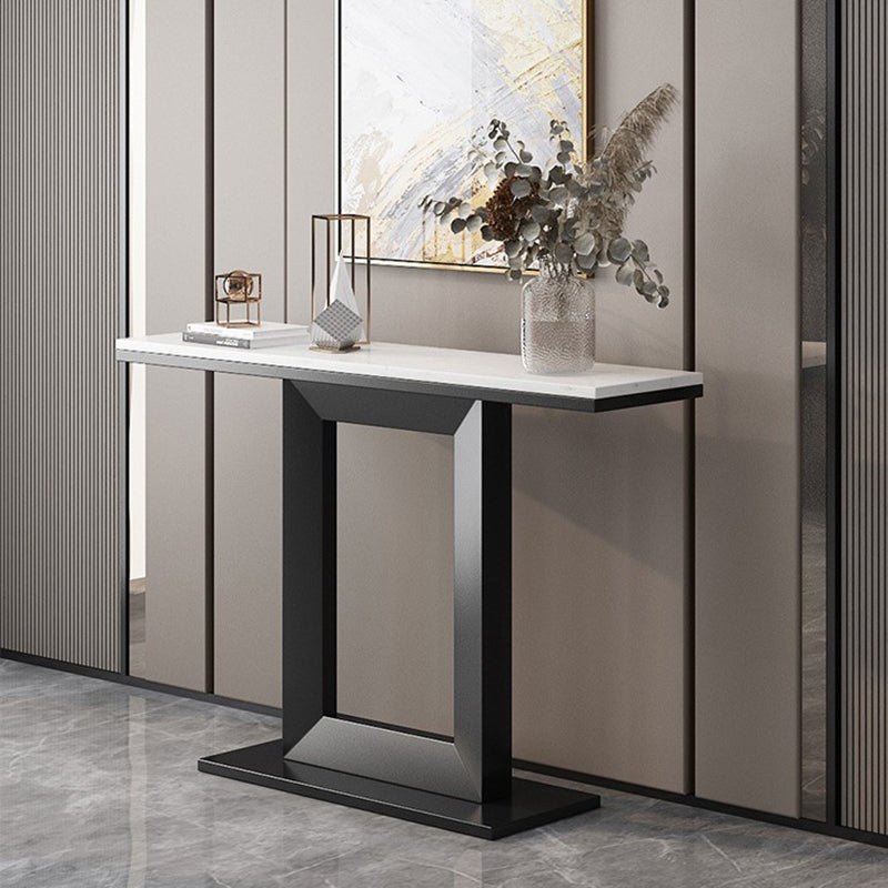Marble Top Accent Table with Pedestal Base for Hall 31.5" High Console Table