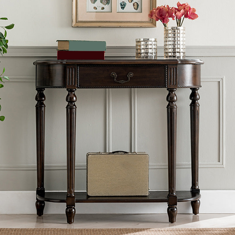 Mid-Century Modern Solid WoodTable, 35.43" H Console Accent Table in Brone