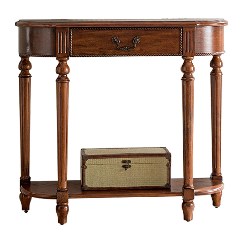 Mid-Century Modern Solid WoodTable, 35.43" H Console Accent Table in Brone
