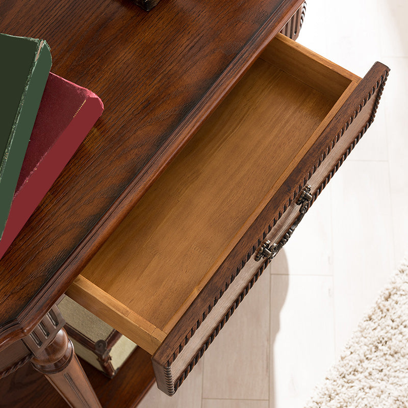 Mid-Century Modern Solid WoodTable, 35.43" H Console Accent Table in Brone